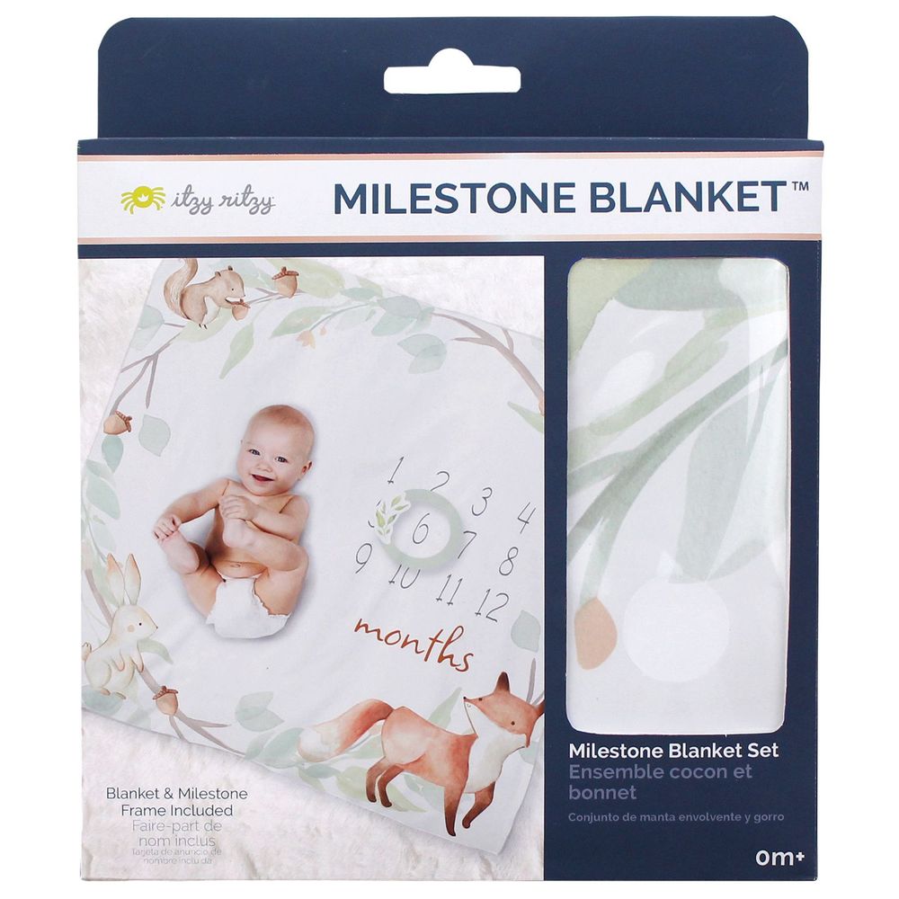 Itzy Ritzy - Cutie Captures Milestone Blankets - Woodland