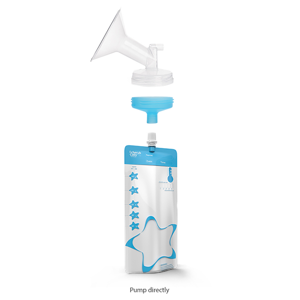 Cherub Baby - Breast Milk Bag Adaptors - Blue
