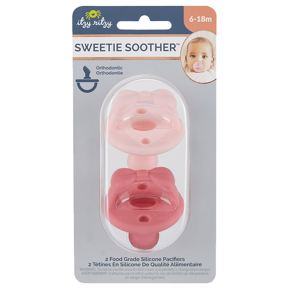 Itzy Ritzy - Silicone Pacifier 6-18M Pack Of 2-Ballet & Rose