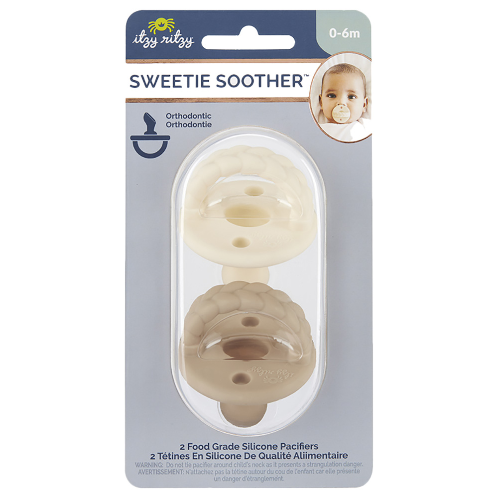Itzy Ritzy - Silicone Pacifier 0-6M Pack Of 2-Toast & Butter