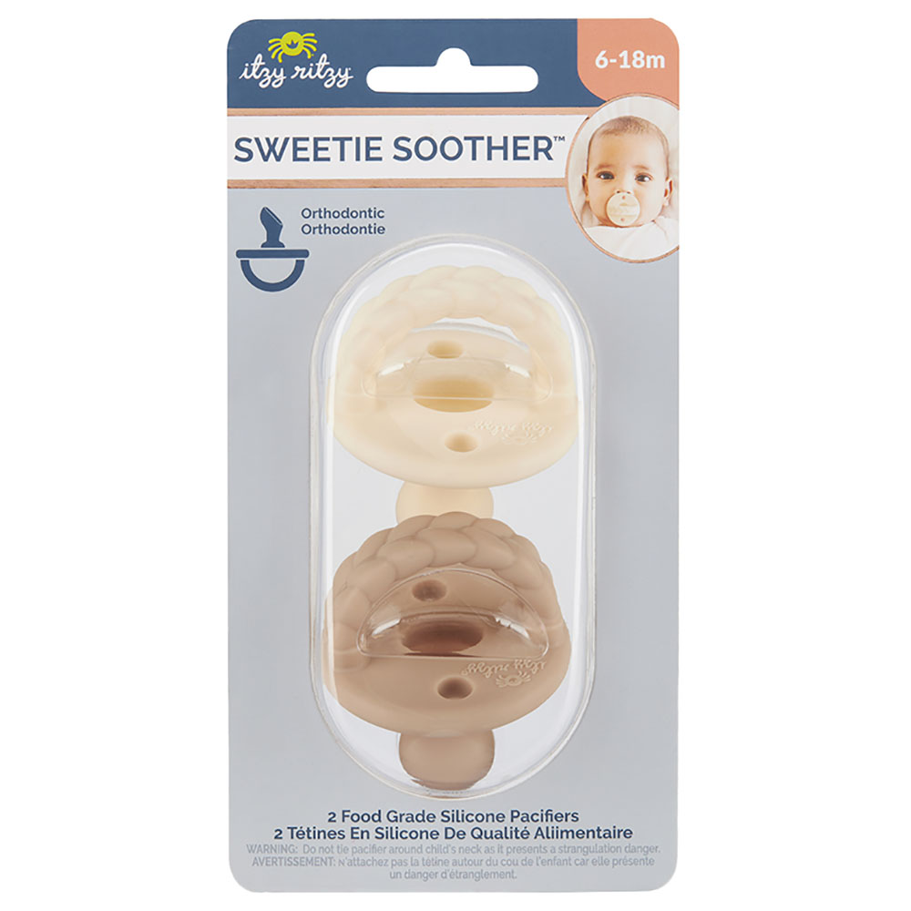 Itzy Ritzy Silicone Pacifier 6-18M Pack Of 2-Toast & Butter