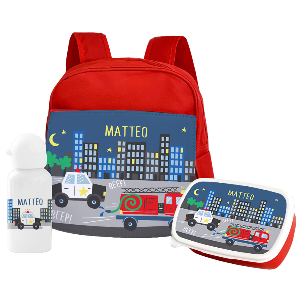 Essmak - Personalized Backpack - Emergency Cars - 12-Inch/30.5cm