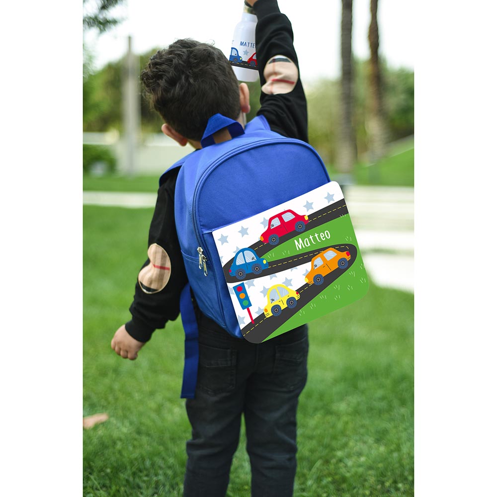 Essmak - Personalized Backpack & Pencil Case - Cars - 12-Inch