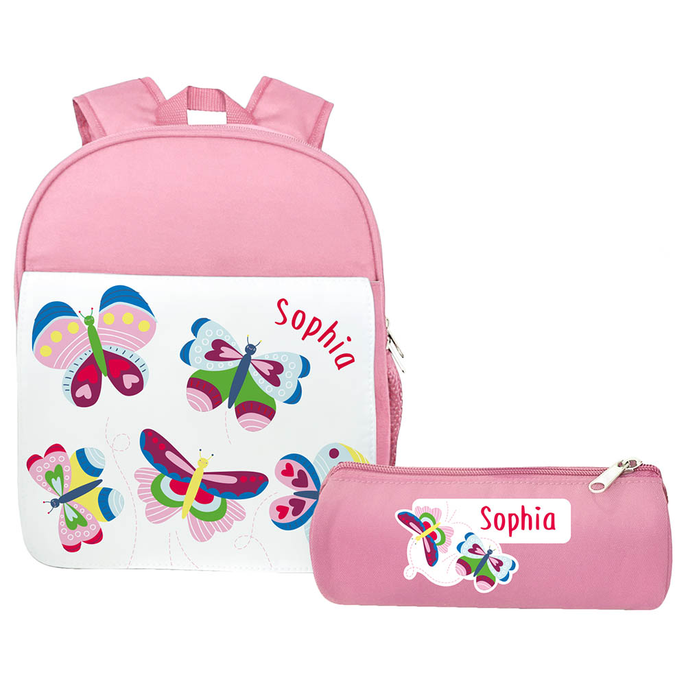 Essmak - Personalized Backpack & Pencil Case - Butterfly - 12-Inch/30.5cm