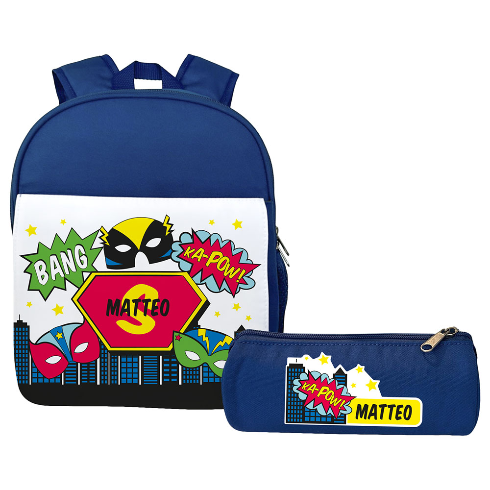 Essmak - Personalized Backpack & Pencil Case - Ka-Pow - 12-Inch/30.5cm