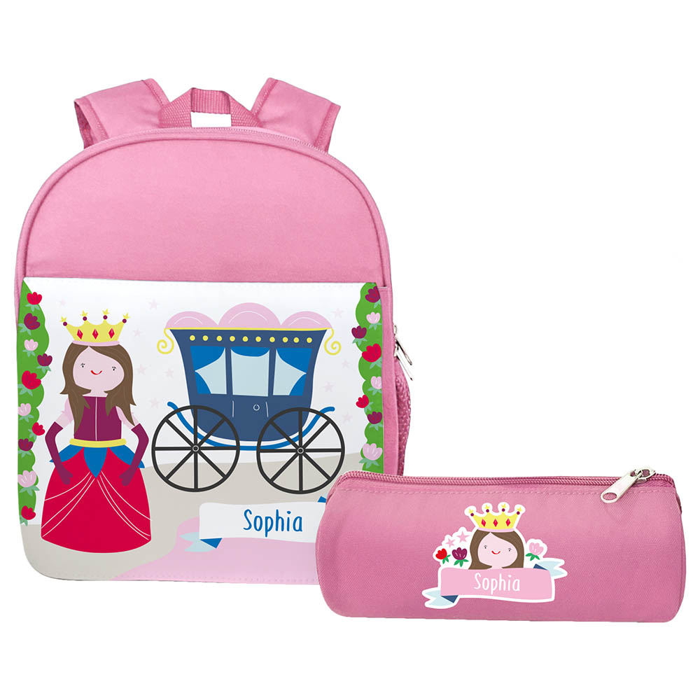 Essmak - Personalized Backpack & Pencil Case - Princess - 12-Inch