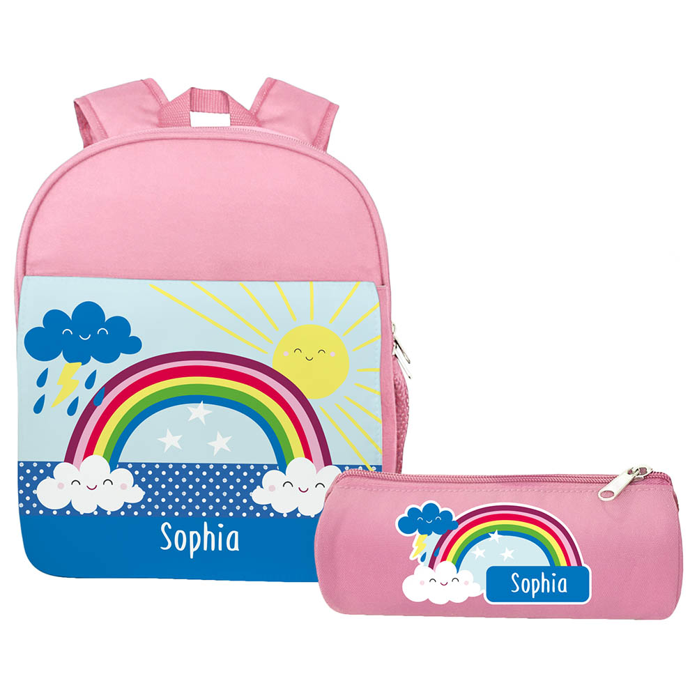 Essmak - Personalized Backpack & Pencil Case - Rainbow - 12-Inch