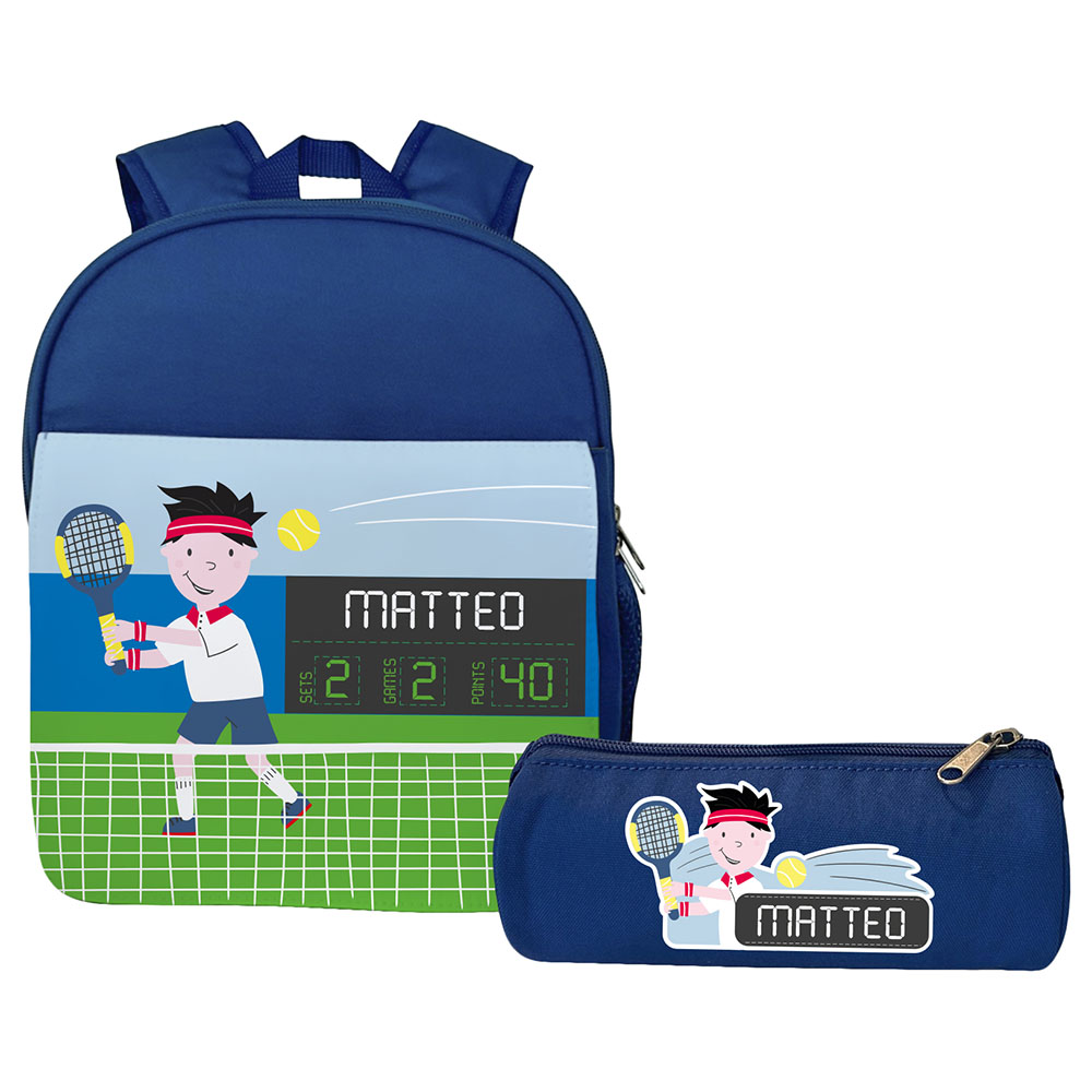 Essmak - Personalized Backpack & Pencil Case - Tennis - 12-Inch