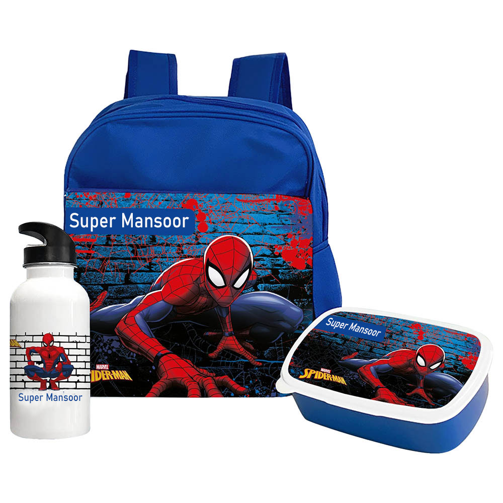 Essmak - Marvel Spiderman Backpack Set 3pcs - Super Mansoor - 12-Inch/30.5cm