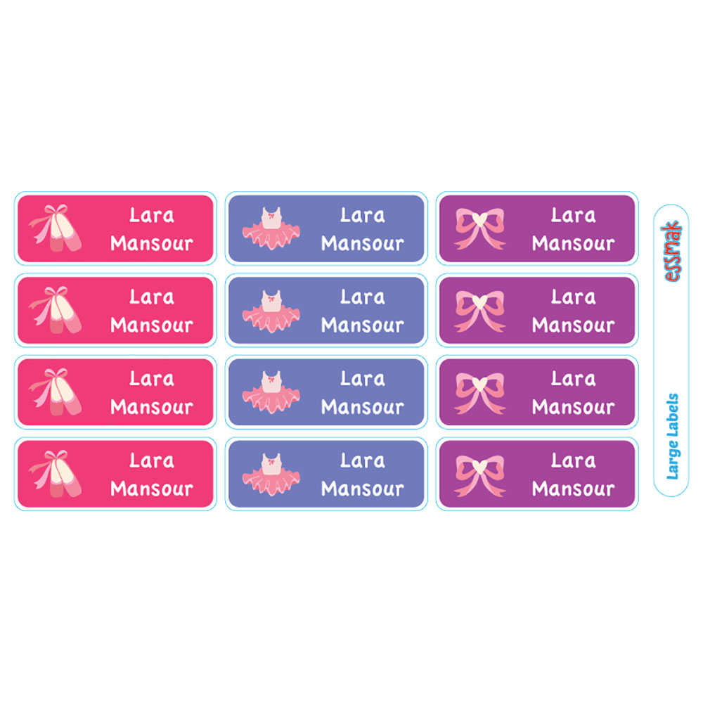 Essmak - Personalised School Labels - Ballet - 74Pcs