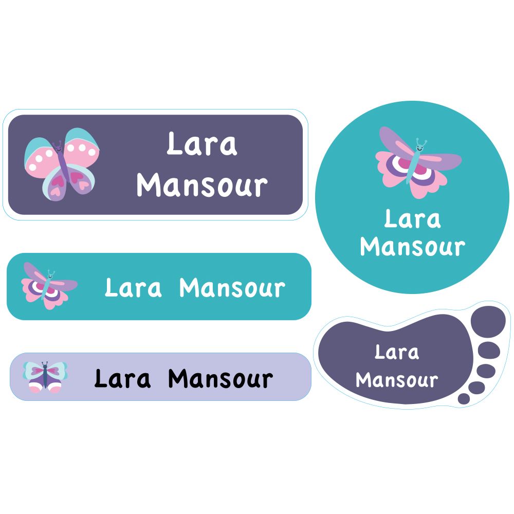 Essmak - Personalised School Labels - Butterfly - 74Pcs