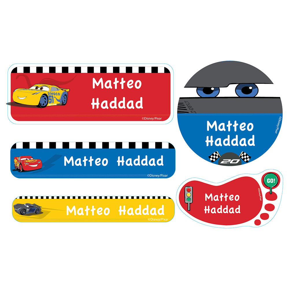 Essmak - Personalised School Labels - Disney Cars - 74Pcs