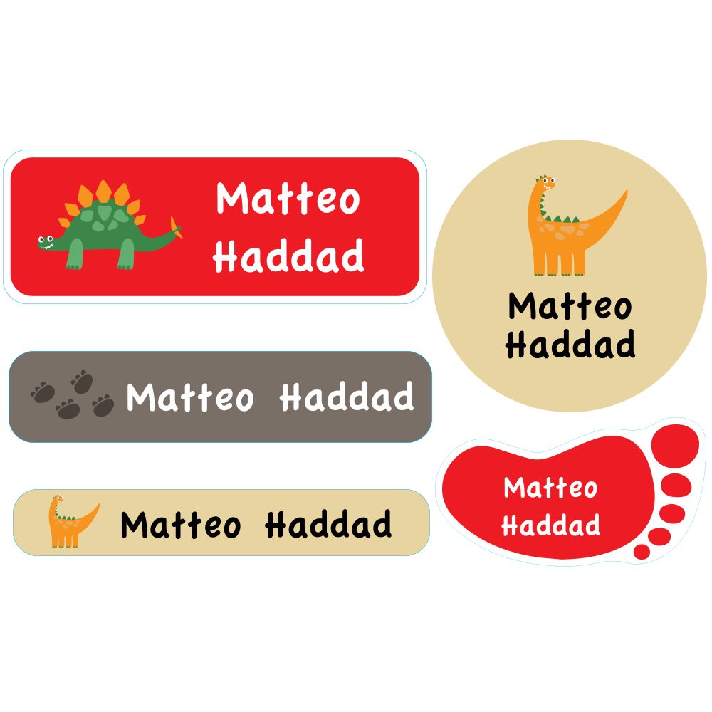 Essmak - Personalised School Labels - Dinosaur - 74Pcs