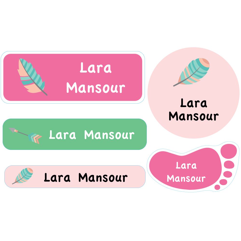 Essmak - Personalised Labels - Feather - 74pcs