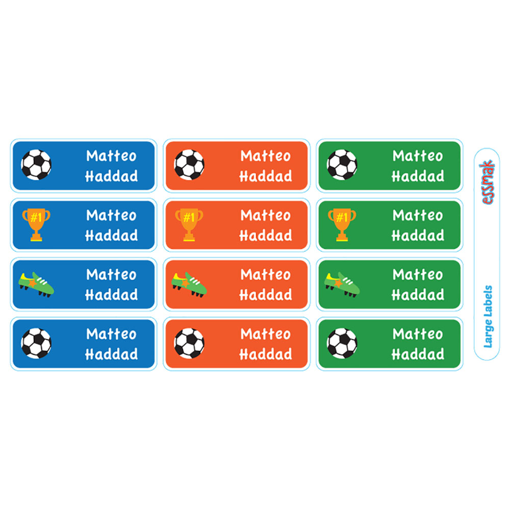 Essmak - Personalised Labels - Football - 74pcs