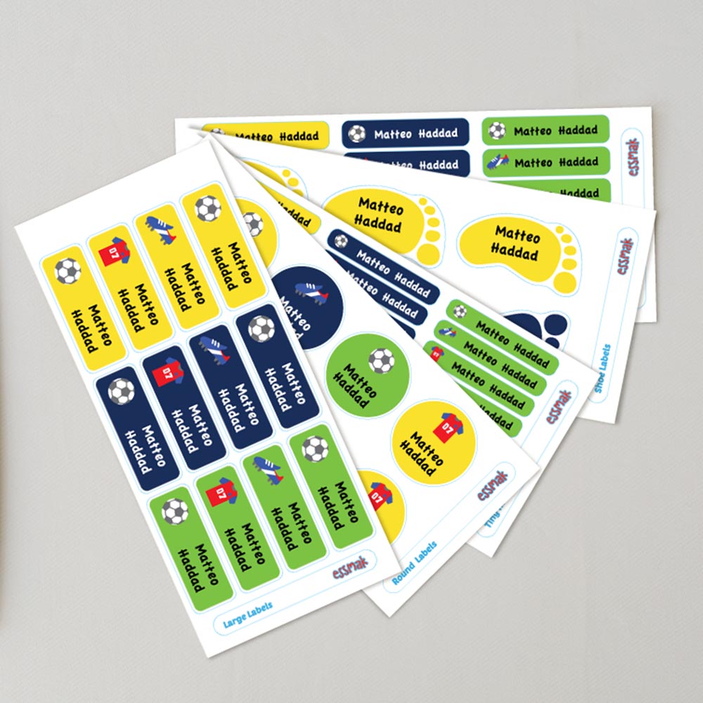 Essmak - Personalised School Labels - Football - 74Pcs