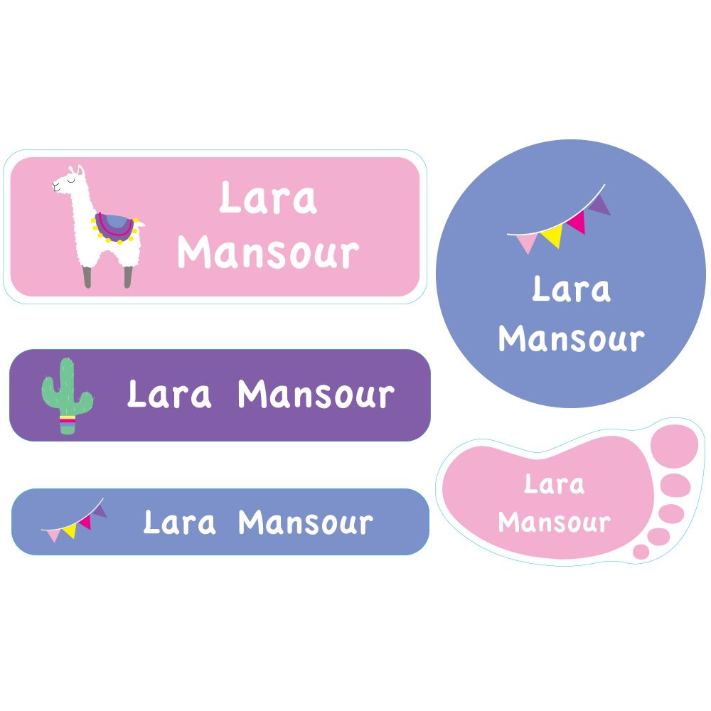 اسمك - ملصقات اسماء شخصية - لاما - 74 قطعة