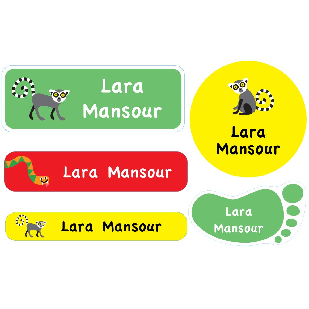 Essmak - Personalised Labels - Lemur - 74pcs