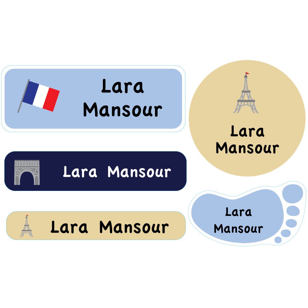 Essmak - Personalised Labels - Paris - 74pcs