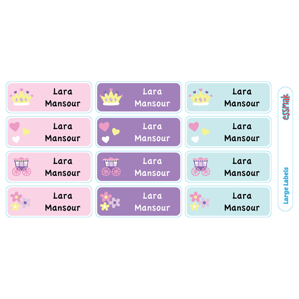 Essmak - Personalised School Labels - Princess - 74Pcs