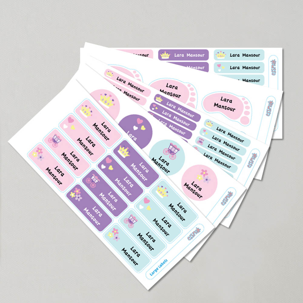 Essmak - Personalised School Labels - Princess - 74Pcs