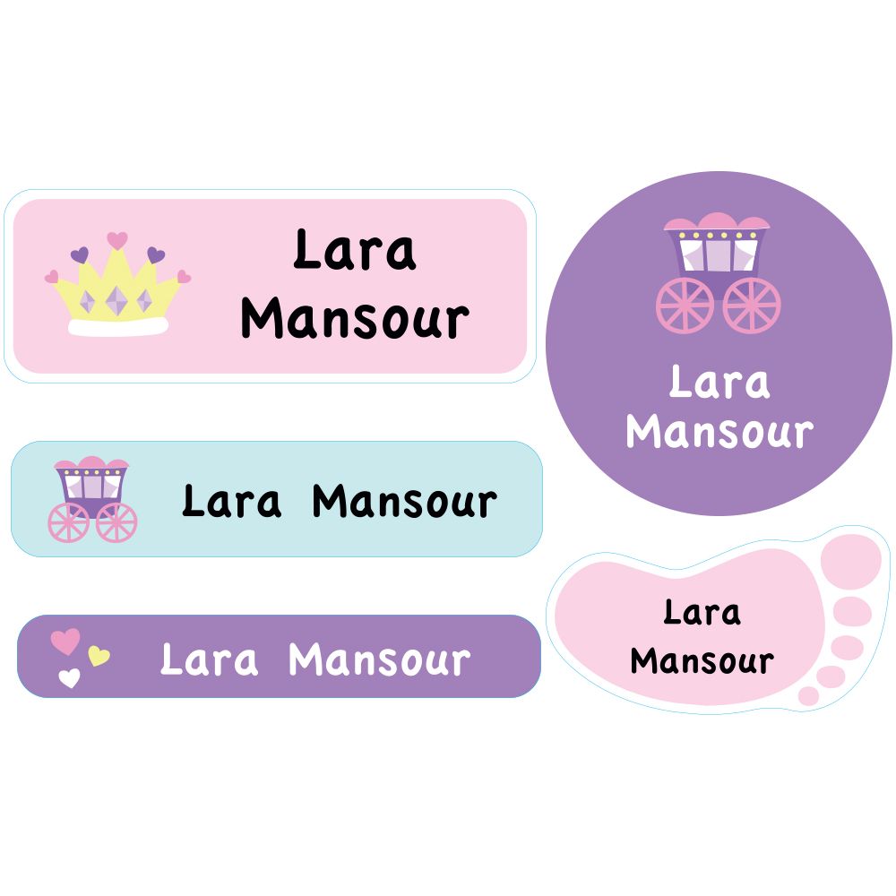 Essmak - Personalised School Labels - Princess - 74Pcs
