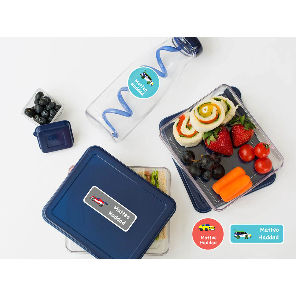 Essmak - Personalised School Labels - Race Cars - 74Pcs