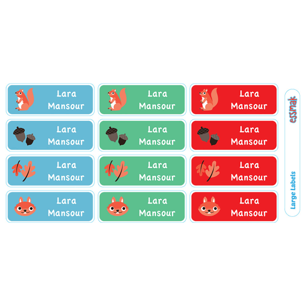 Essmak - Personalised Labels - Squirrel - 74pcs
