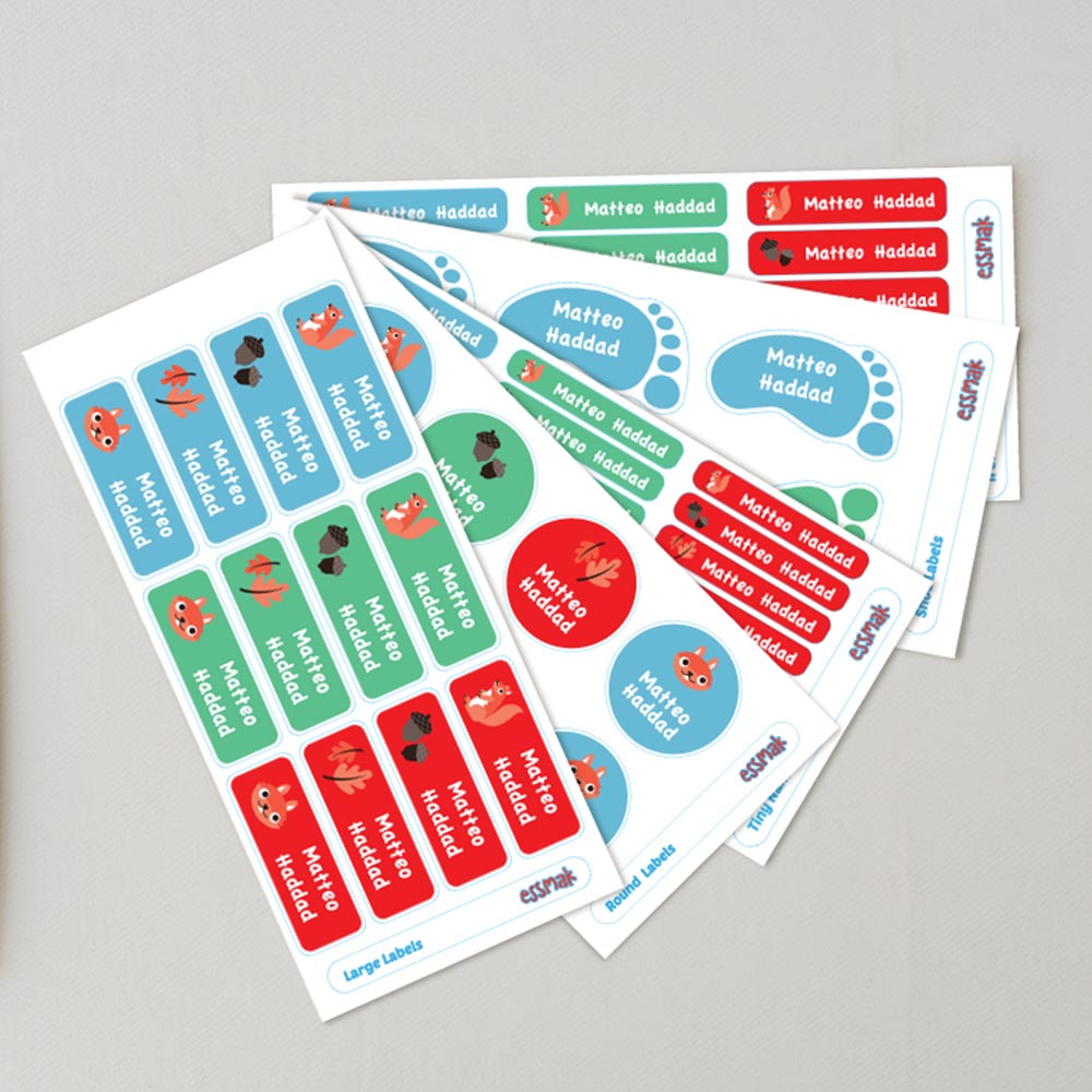 Essmak - Personalised Labels - Squirrel - 74pcs