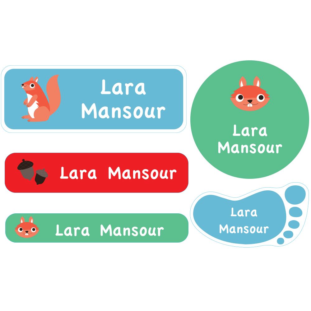 Essmak - Personalised Labels - Squirrel - 74pcs