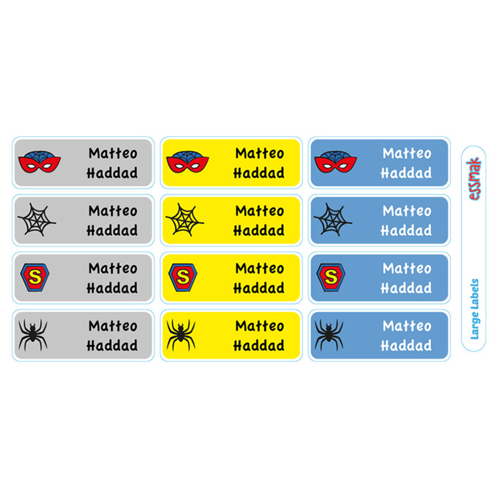 Essmak - Personalised Labels - Superspider - 74pcs