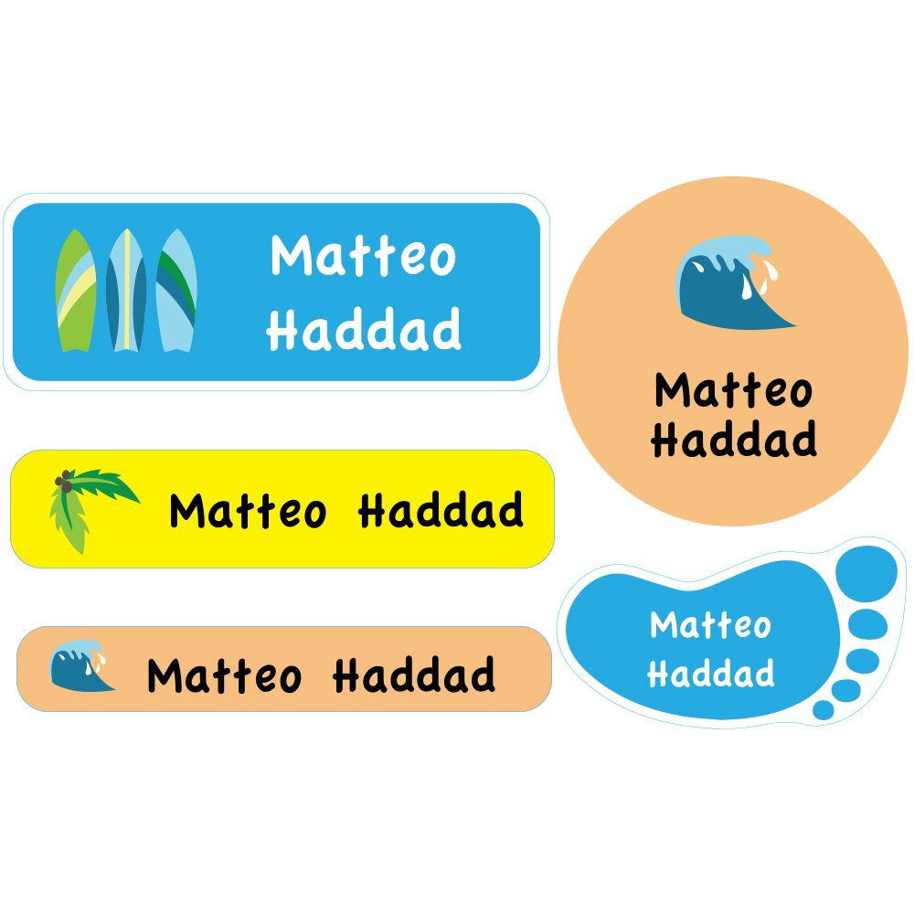Essmak - Personalised School Labels - Surf - 74Pcs