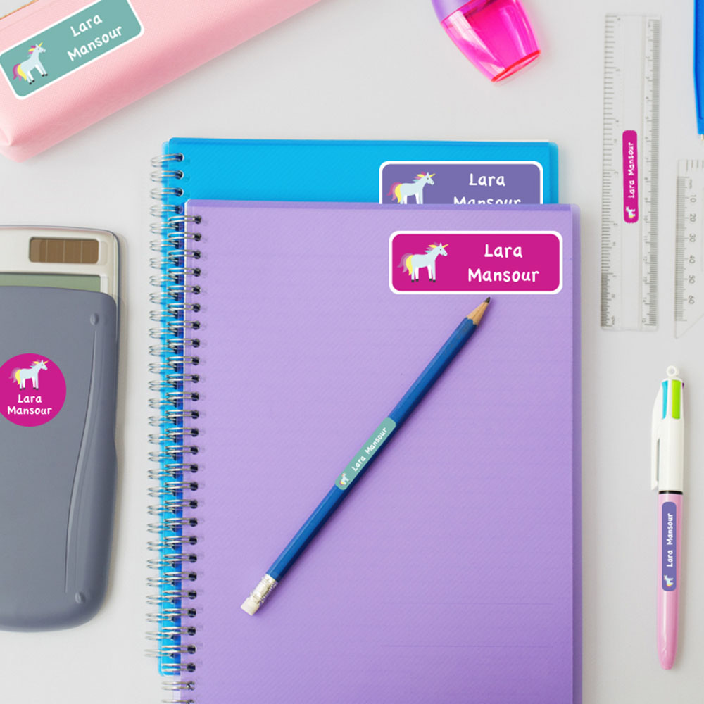 Essmak - Personalised School Labels - Unicorn - 74Pcs