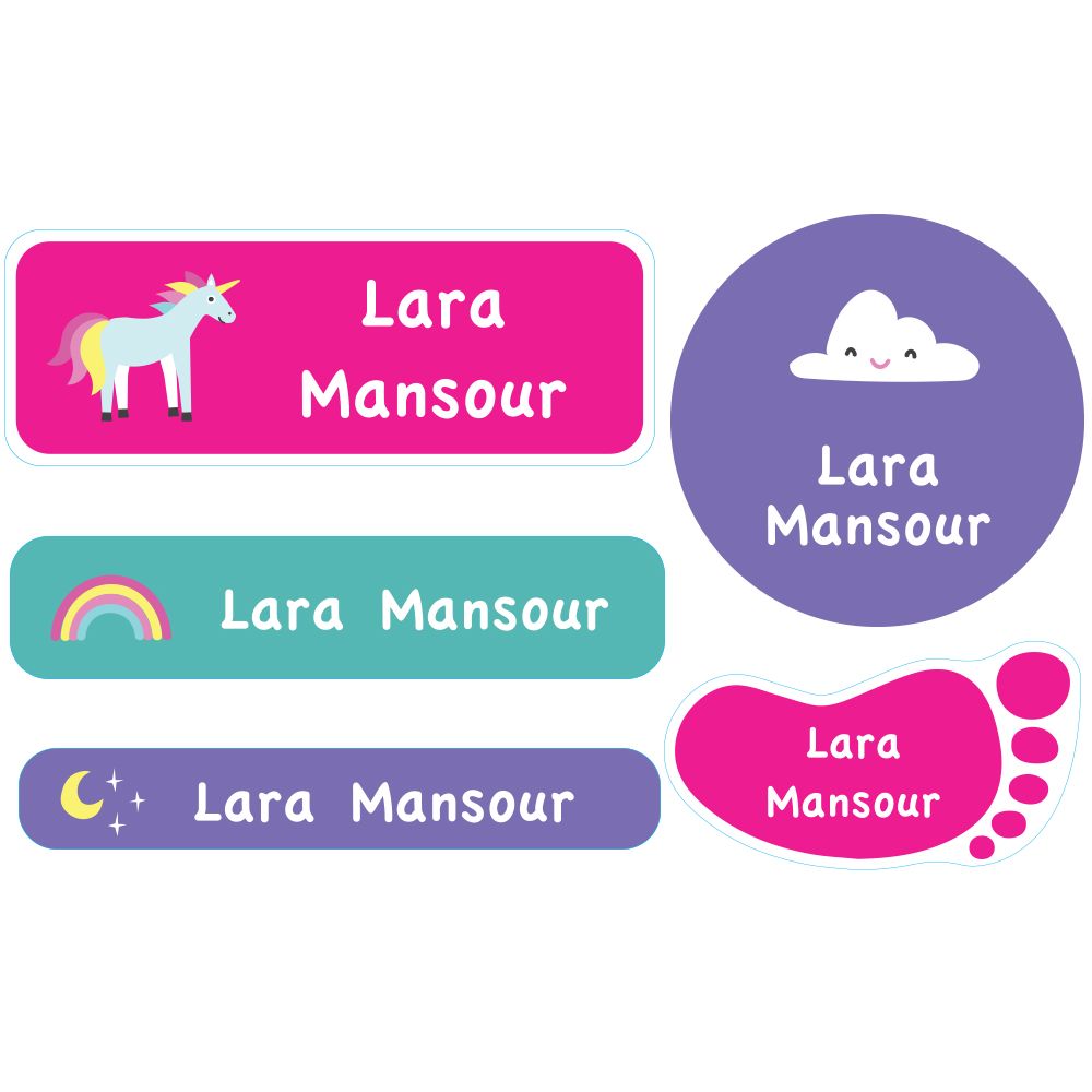 Essmak - Personalised School Labels - Unicorn - 74Pcs