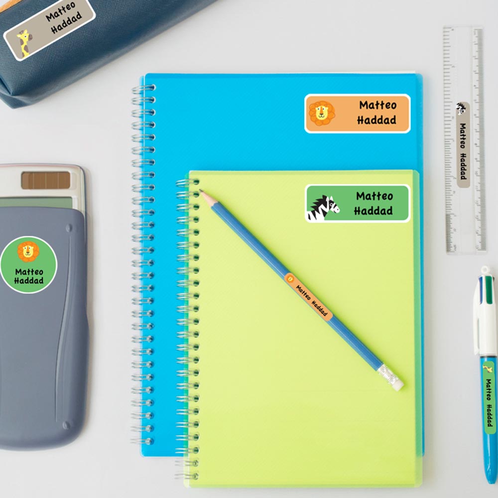 Essmak - Personalised School Labels - Safari - 74Pcs