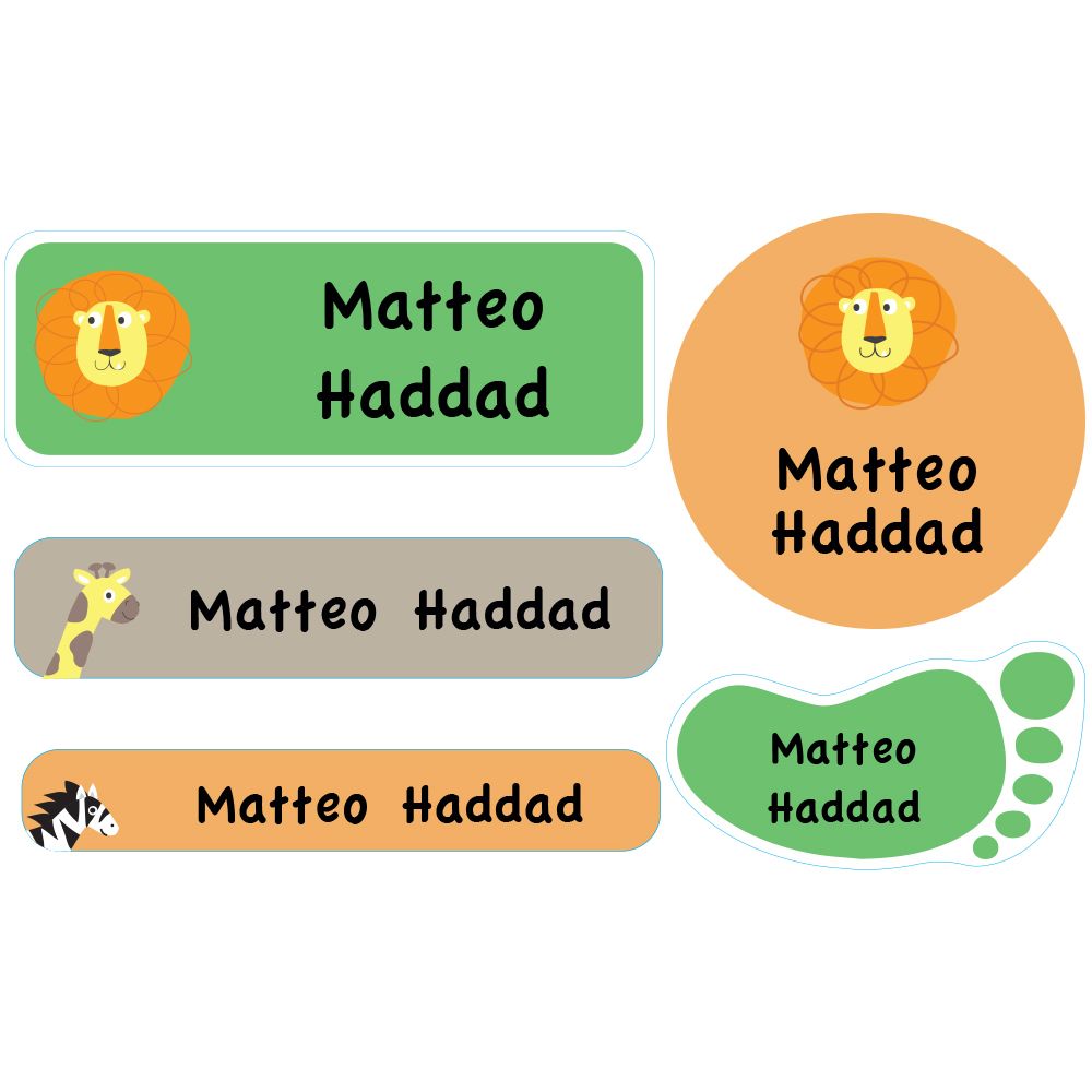 Essmak - Personalised School Labels - Safari - 74Pcs