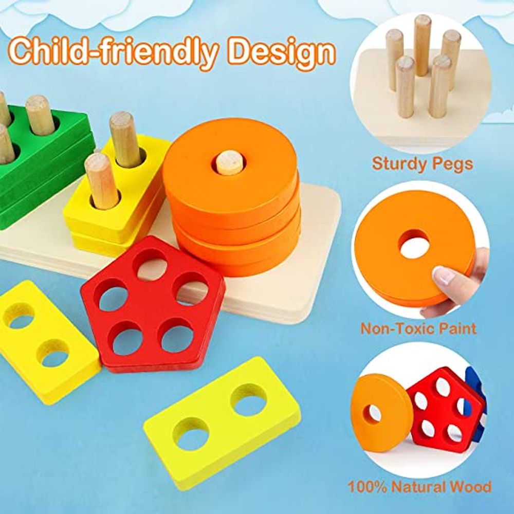 Essen - Montessori Shape Sorting Stacking Educational Toy 