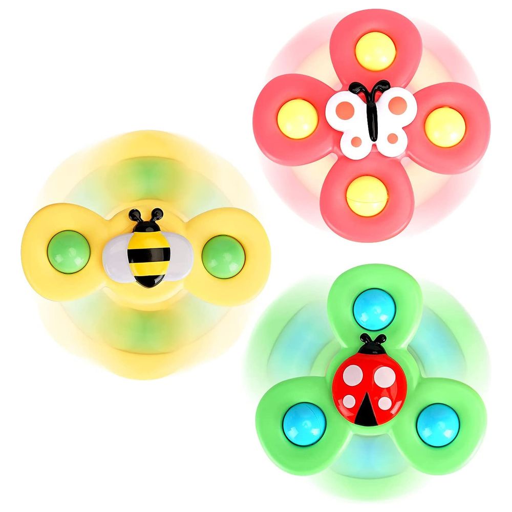 Essen - Suction Cup Fidget Spinner Toy - 3pc Set - Color May Vary
