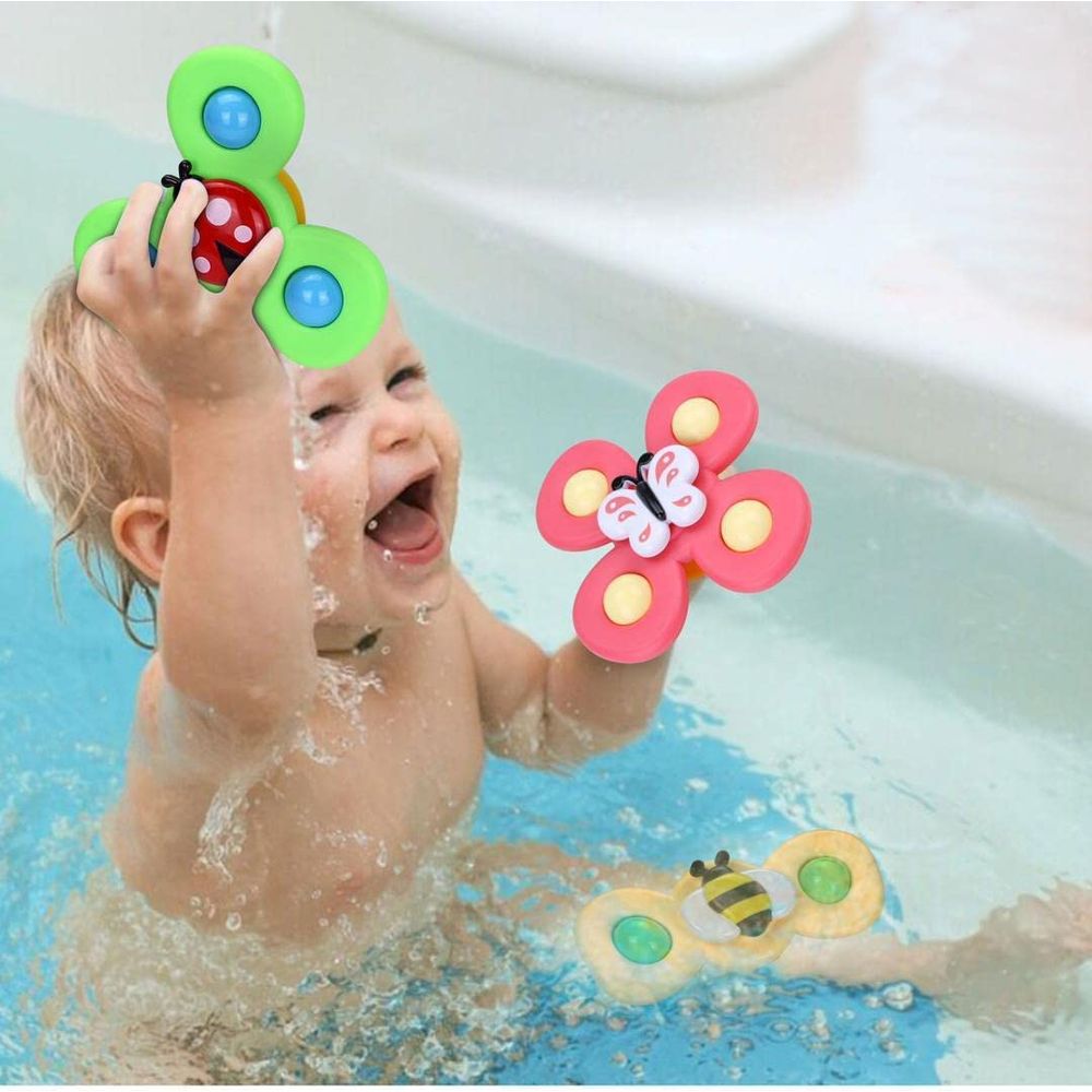 Essen - Suction Cup Fidget Spinner Toy - 3pc Set - Color May Vary