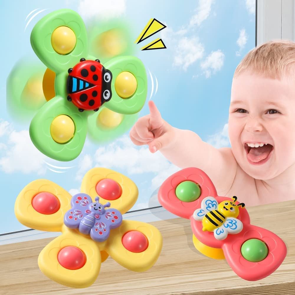 Essen - Suction Cup Fidget Spinner Toy - 3pc Set - Color May Vary