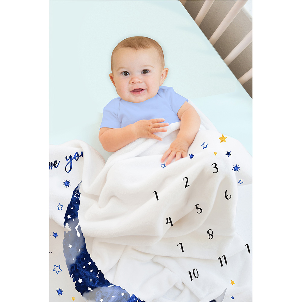Essen - Baby Monthly Milestone Blanket - Blue