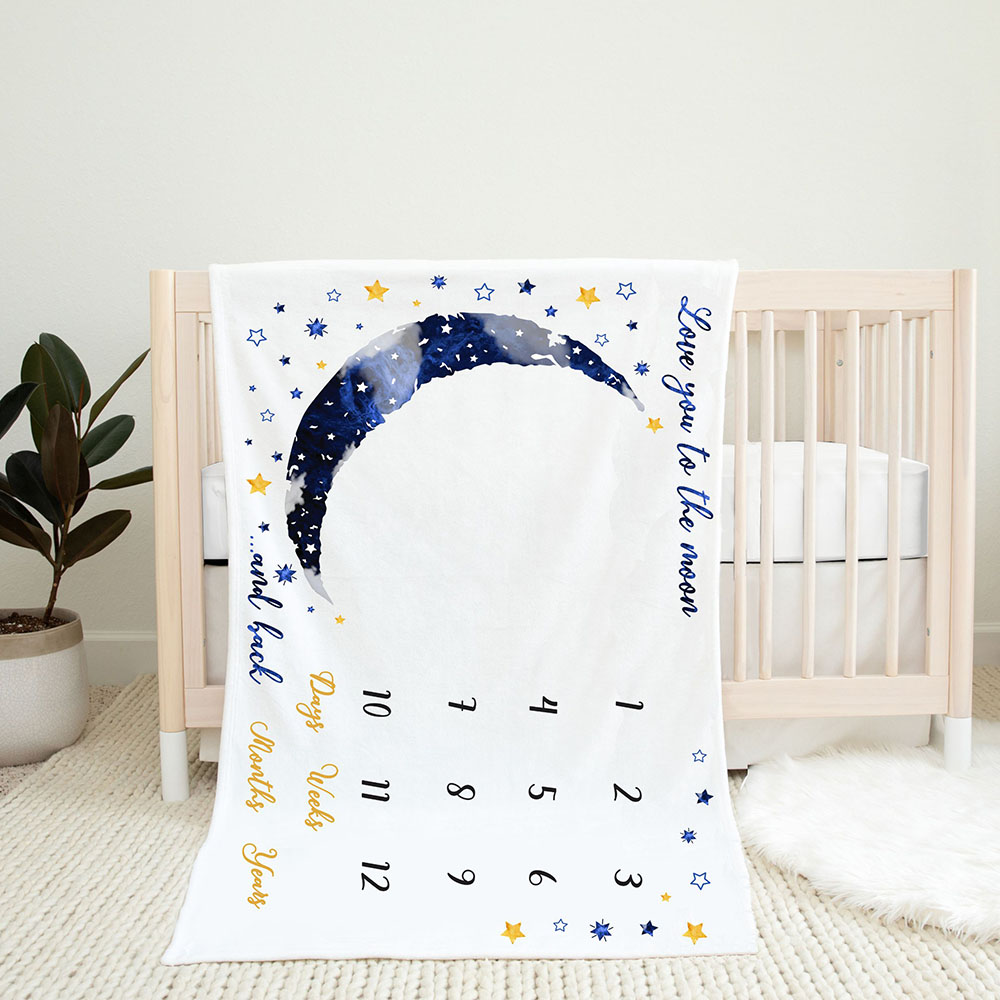 Essen - Baby Monthly Milestone Blanket - Blue
