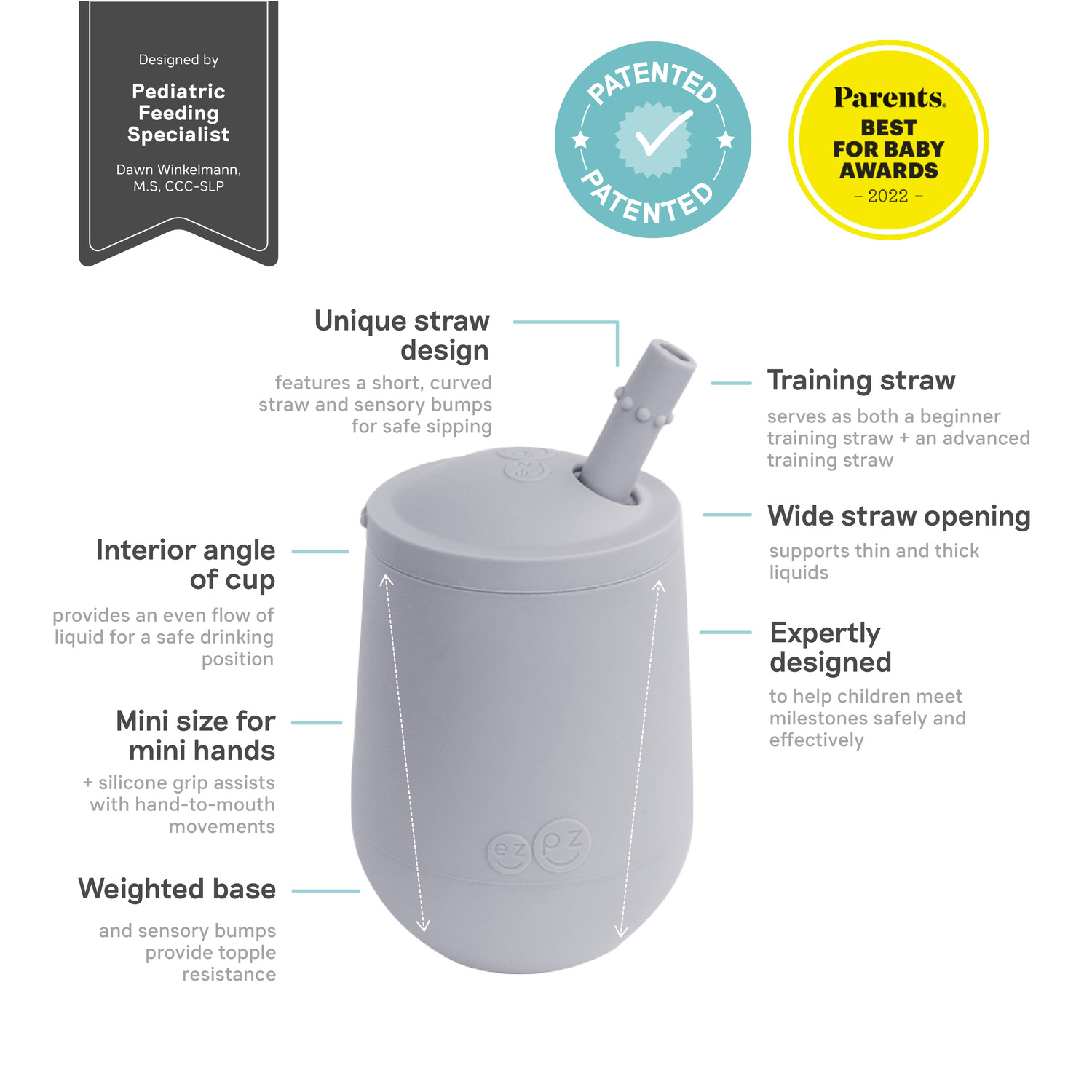 Ezpz - Mini Cup & Straw Training System - Pewter - 120ml