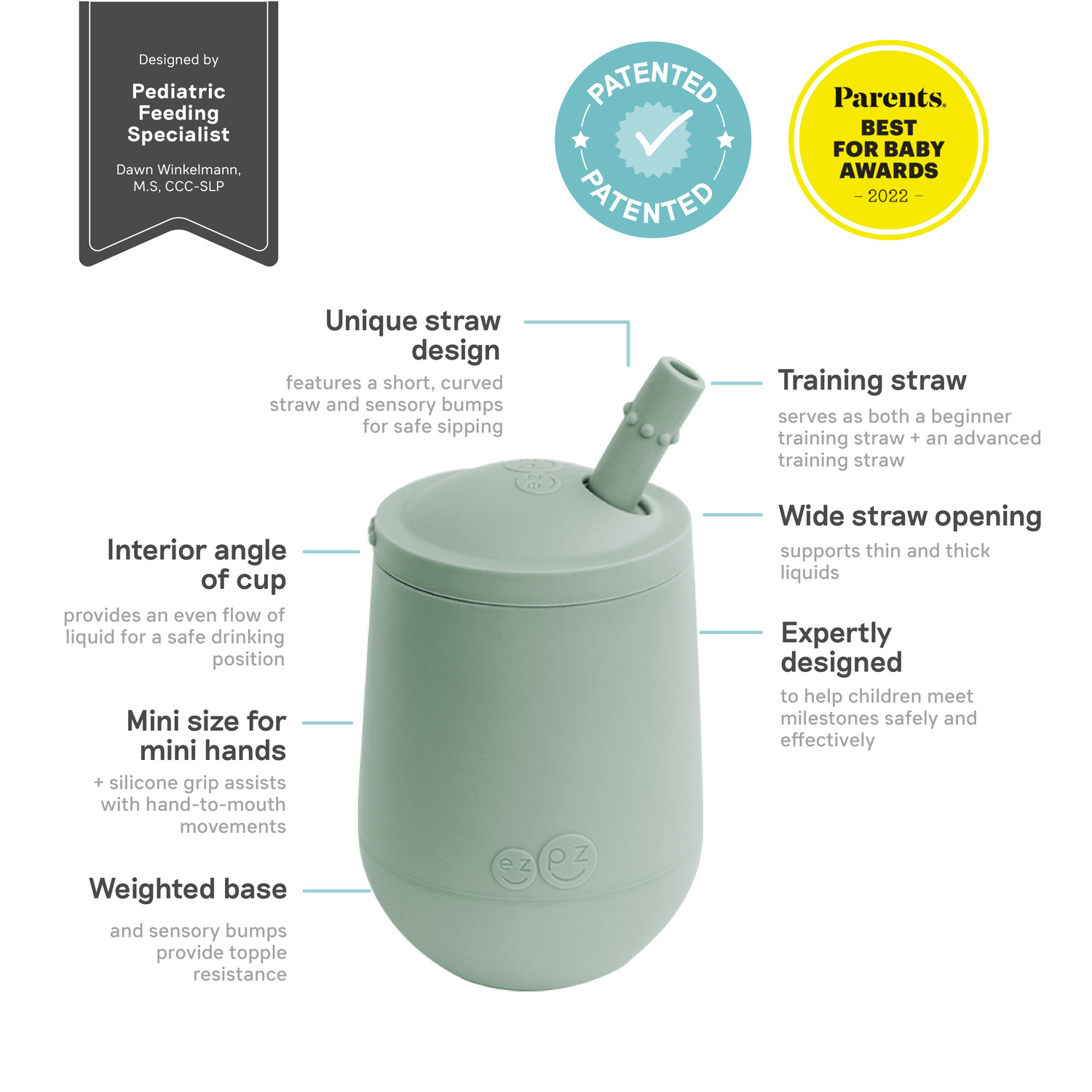 Ezpz - Mini Cup & Straw Training System - Sage - 118ml