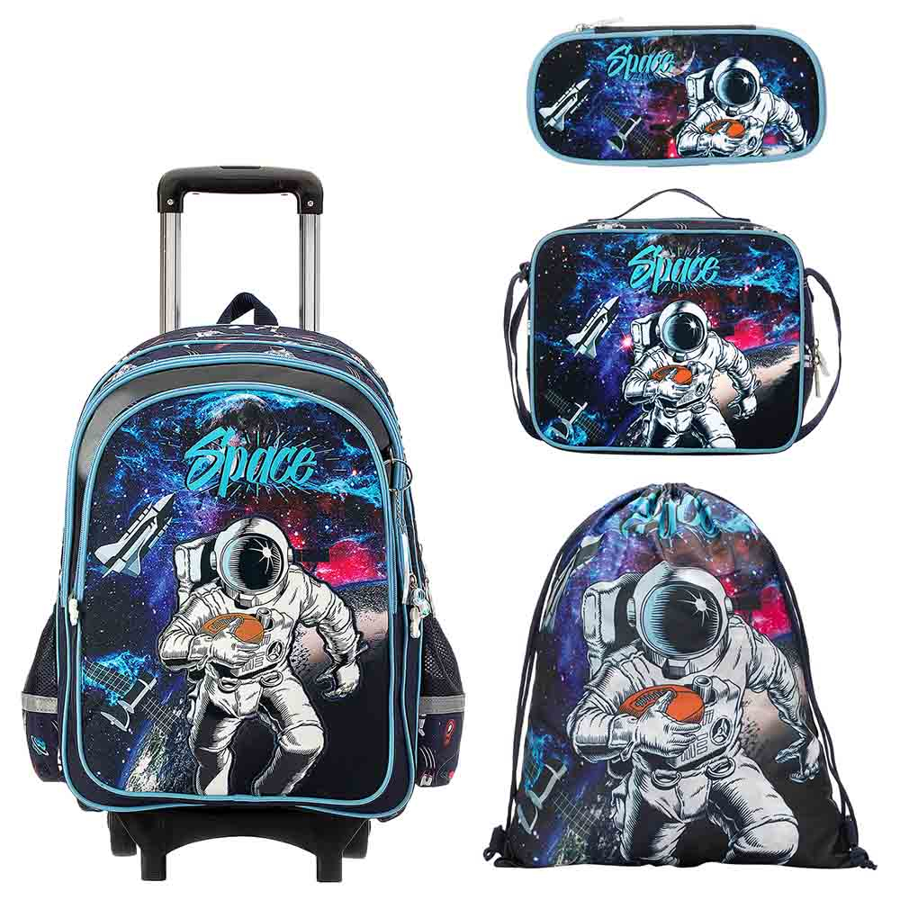 Eazy Kids - Backpack 17-Inch with Lunch Bag, Activity Bag & Pencil Case - Blue