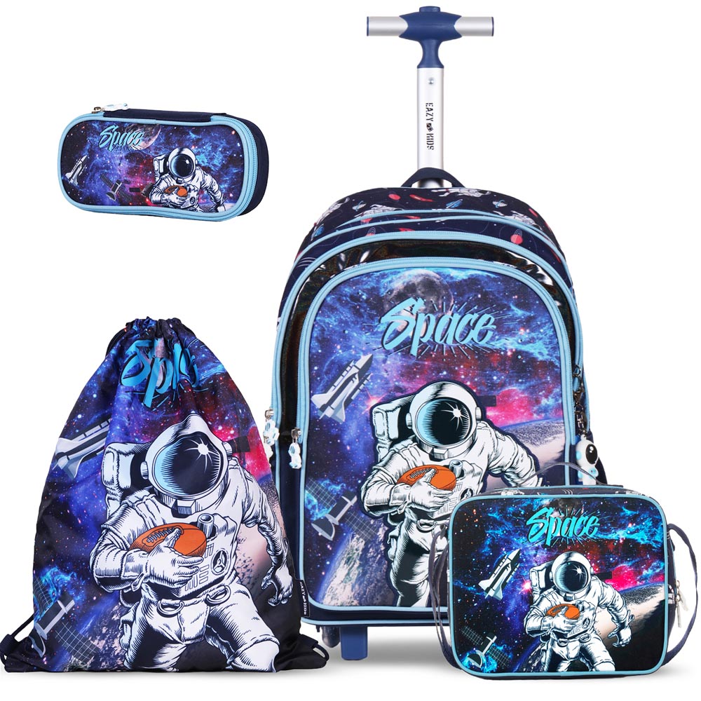 Eazy Kids - Backpack 17-Inch with Lunch Bag, Activity Bag & Pencil Case - Blue