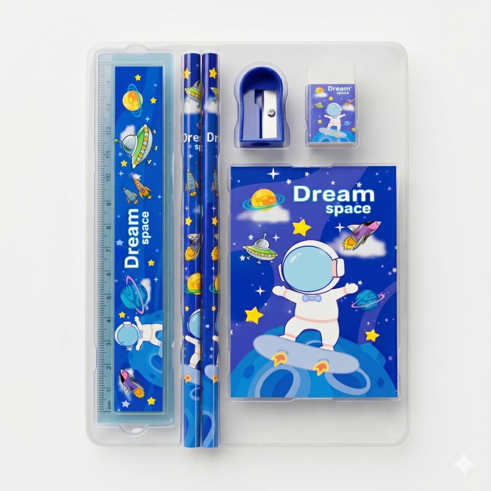 Eazy Kids - 6-Piece Kids Stationery Gift Set - Astronaut & Space Theme