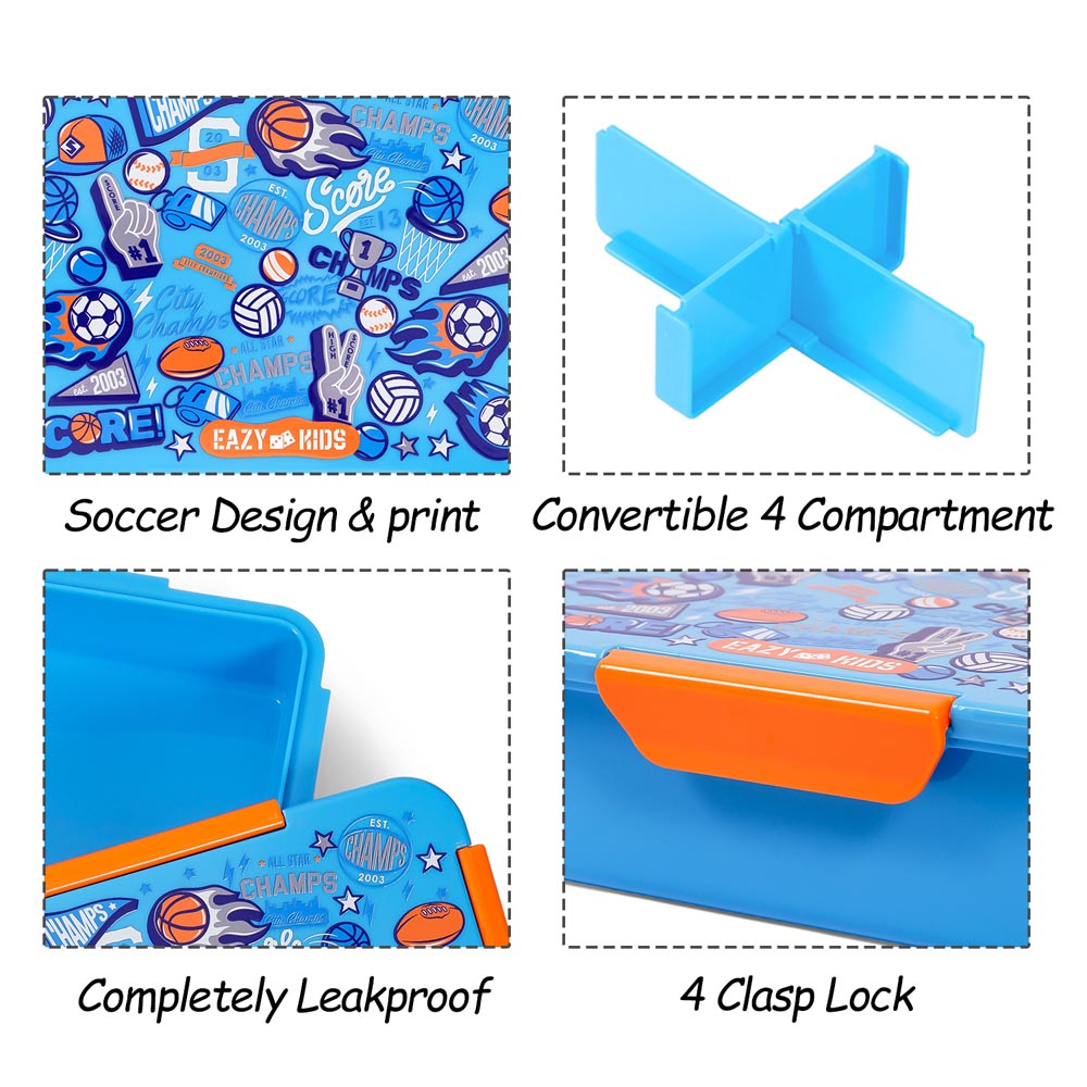 Eazy Kids - Soccer Lunch Box 850ml - Blue