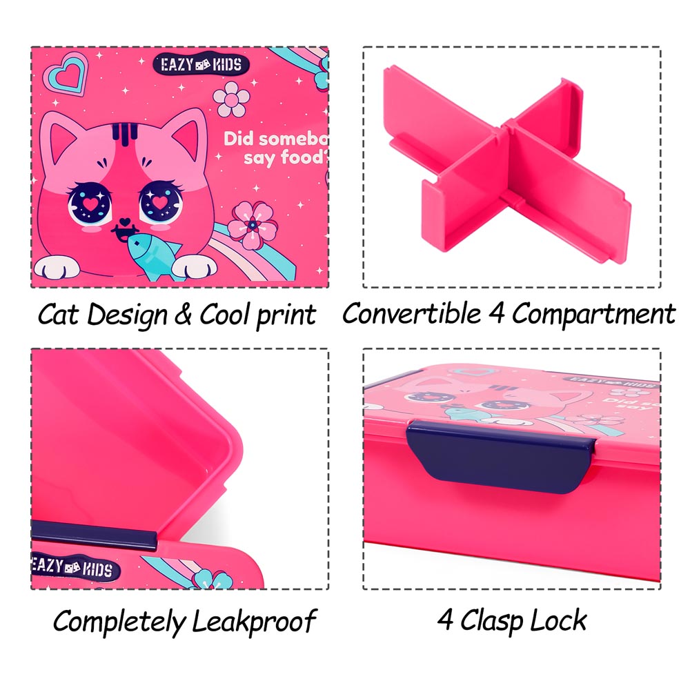 Eazy Kids - Cat Lunch Box 850ml - Pink