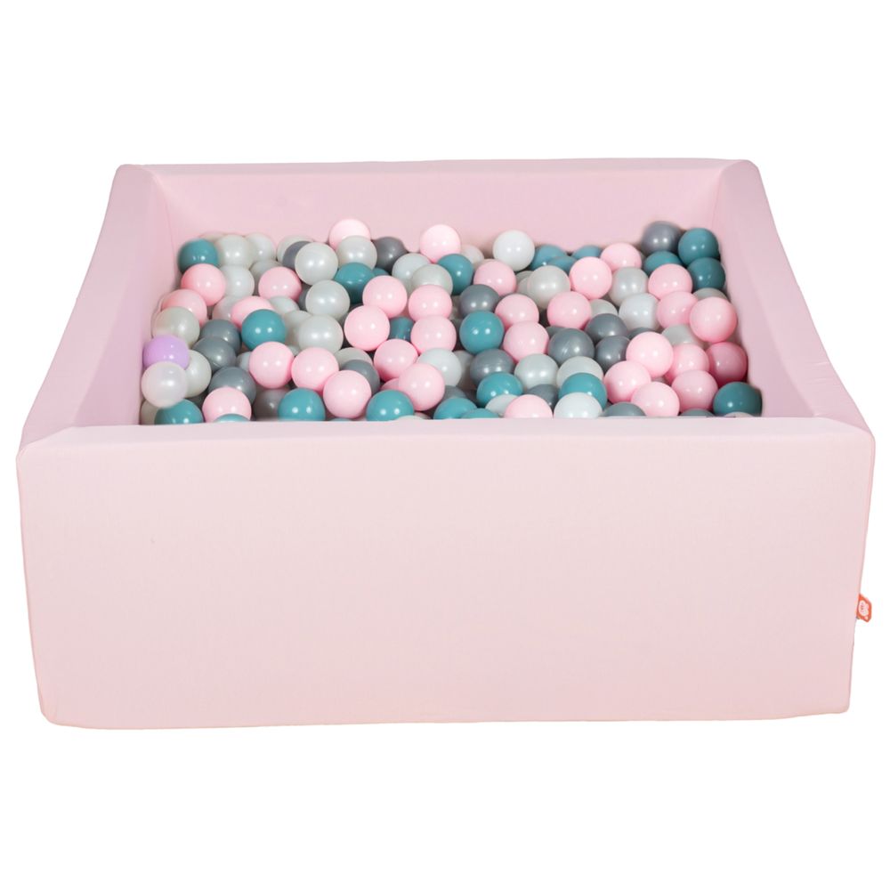 Ezzro - Square Ball Pit 120x120x50 With 600 Balls (Aquamarine, Baby Pink, Silver, Pearl) - Light Pink